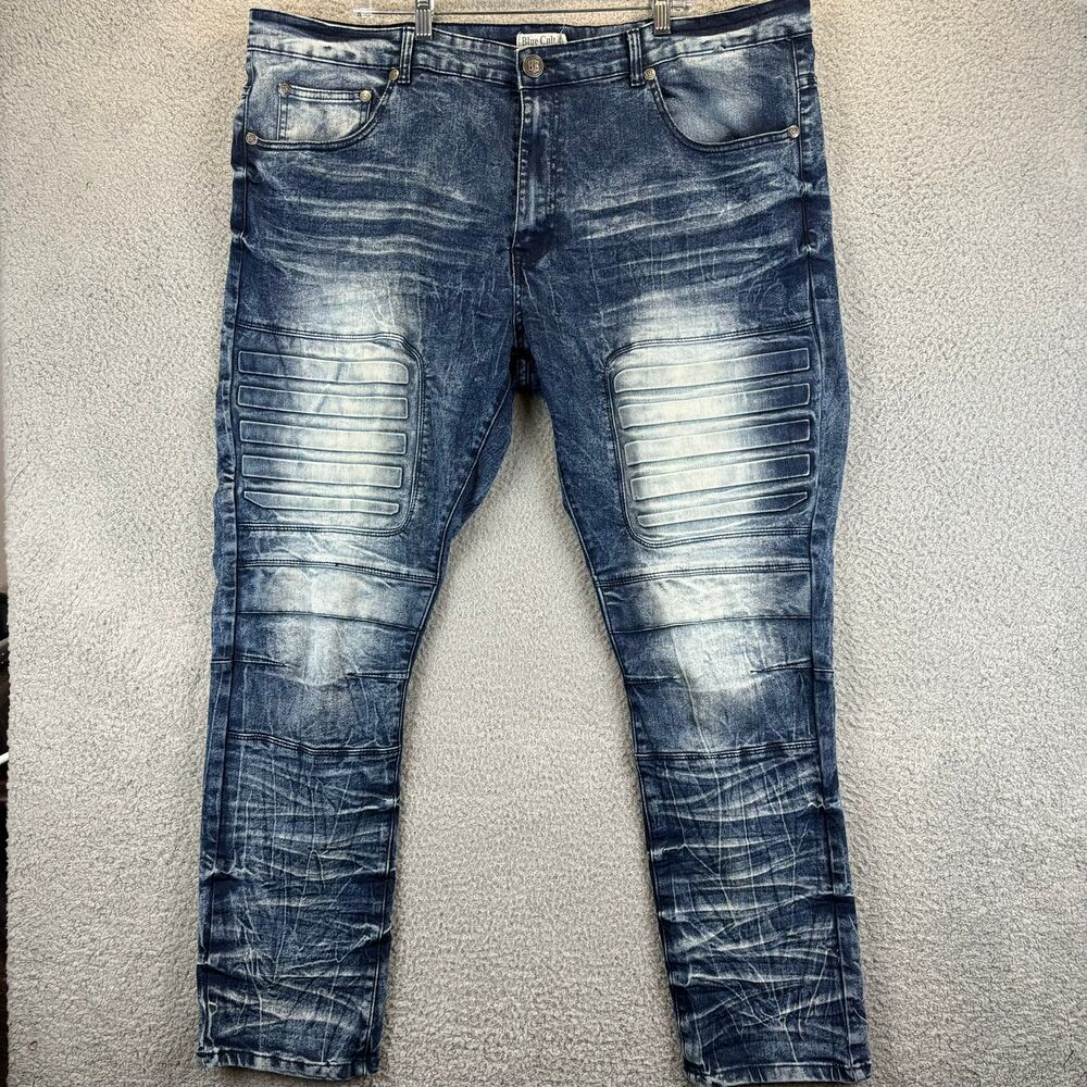 Blue Cult Biker Jean 44 Streetwear Moto Hip Hop Stonewash Denim (meas 45x31)